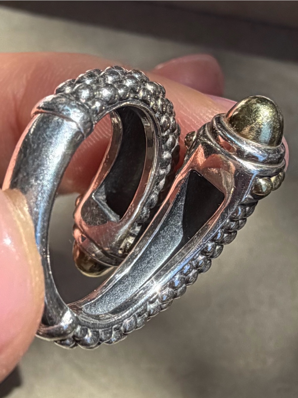 Authentic LAGOS 18K Gold & Sterling Silver Caviar Bypass Ring - Size 7 - Picture 6 of 9